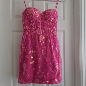 Hot Pink Floral Mini Dress
